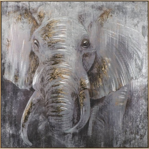 [AC7018] HAND PAINTED ELEPHANT PAINTING - GOLD FRAME
