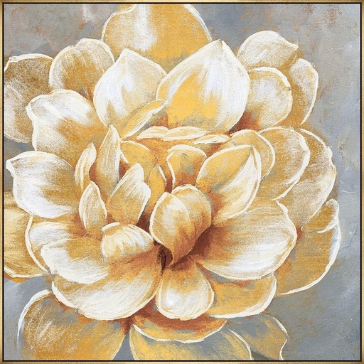 [AC7028] HAND PAINTED GOLD FLOWER PAINTING - GOLD FRAME