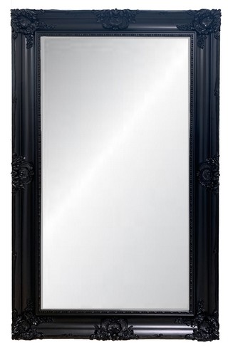 [AH3037] BLACK ORNATE BEVELLED MIRROR