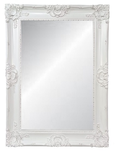 [AH3038] ORNATE BEVELLED MIRROR - ANTIQUE WHITE