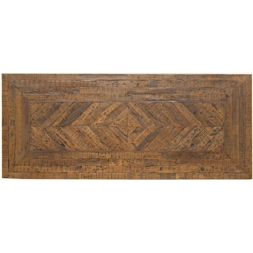 [AK7002] CHEVRON PARQUET DINING TABLE WITH FORGED STEEL LEGS - WALNUT