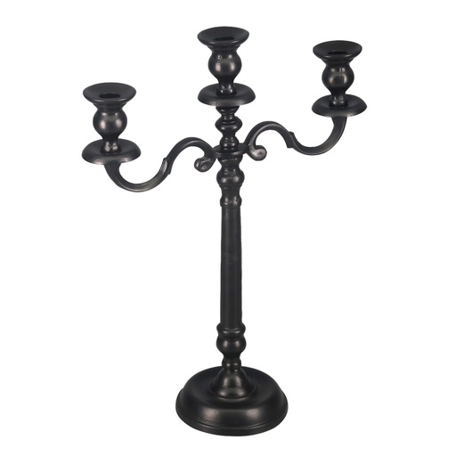 [AM9039] ALU THREE CANDLE HOLDER, PACKED KD - BLACK