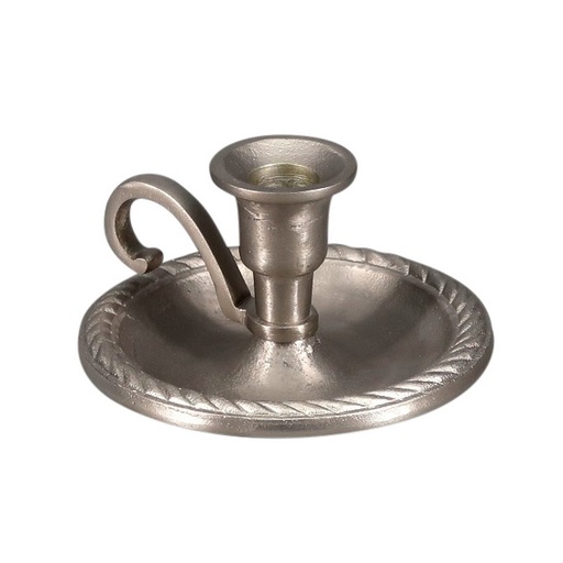 [AM9040] ALU PAN CANDLE HOLDER WITH HANDLE - SILVER
