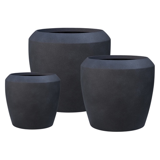[BI2006] ARTEMIS STONE LITE PLANTER SET/3 - COAL BLACK