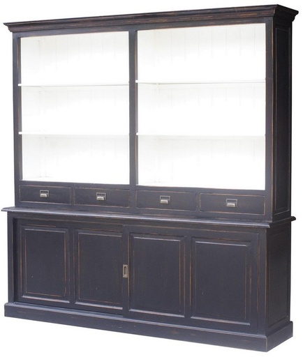 [CF8067] BLACK BOOKCASE POPLAR/BLACK WASH