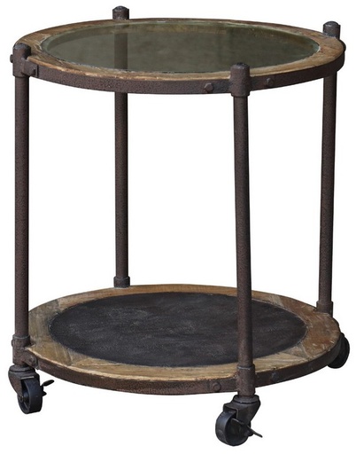 [CF8111] SIDE TABLE - GLASS TOP/METAL SHELF