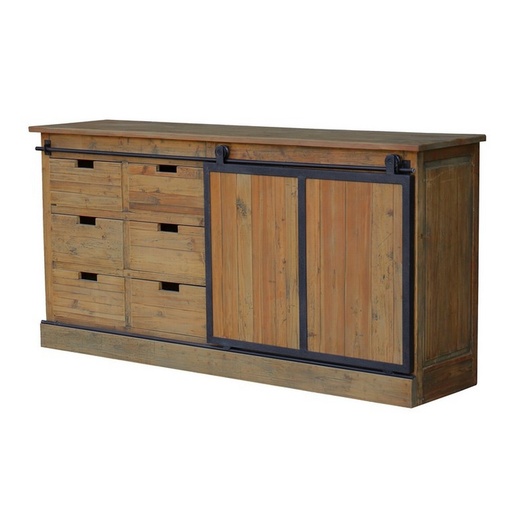 [CF8122] BUFFET W / SLIDING DOOR - OLD PINE / IRON