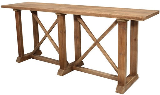 [CF8133] DOUBLE X CONSOLE TABLE - RECLAIMED OAK TOP / OLD PINE
