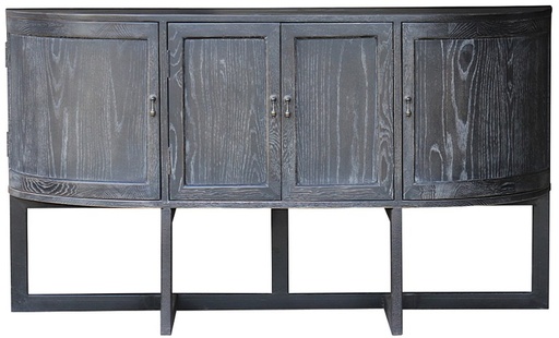 [CF8143] 4 DOOR HALL TABLE WITH METAL BASE OAK WOOD /     IRON