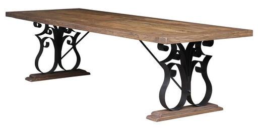 [CF8173] RECLAIMED OAK DINING TABLE W/IRON LEGS