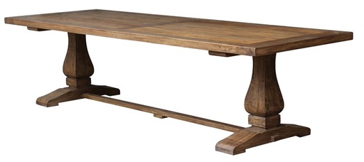 [CF8176] CHELMSWOOD RECLAIMED ELM DINING TABLE W/ DOUBLE PED BASE