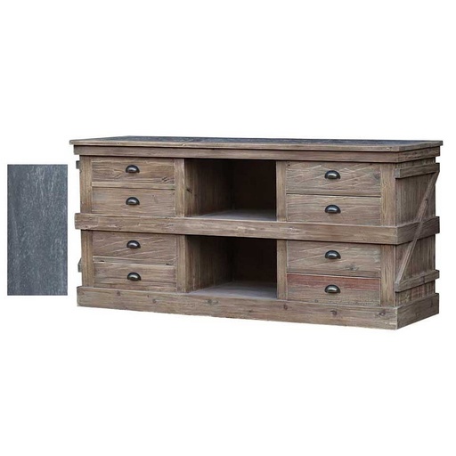 [CF8230] KITCHEN BUFFET W / ZINC TOP - OLD PINE