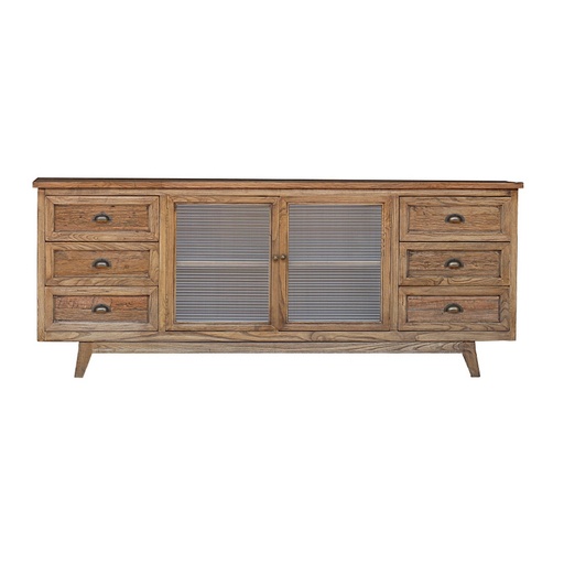 [CF8246] RECLAIMED OAK SIDEBOARD W/GLASS DOORS - RECLAIMED OAK
