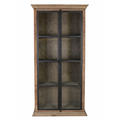 [CF8251] RECLAIMED OAK CABINET W/IRON DOORS - RECLAIMED OAK