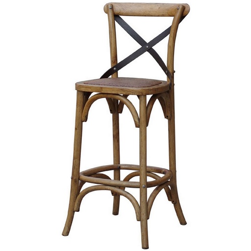 [CF8289] CROSS BACK BARSTOOL BENCH HEIGHT - OAK