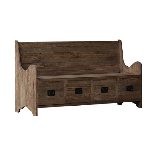 [CF8304] COUNTRYSIDE HALLWAY BENCH W/DRAWERS - RECLAIMED ELM