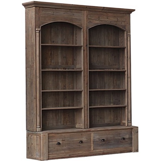 [CF8307] HEARTSIDE ARCH TOP BOOKCASE - RECLAIMED ELM
