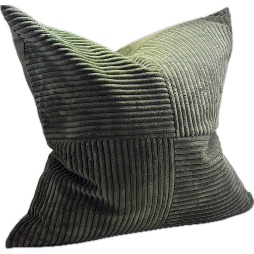 [CO4009] SNUGG & CO. CUSHION COVER - PATCHWORK CUSHION COVER - GREEN CORDUROY