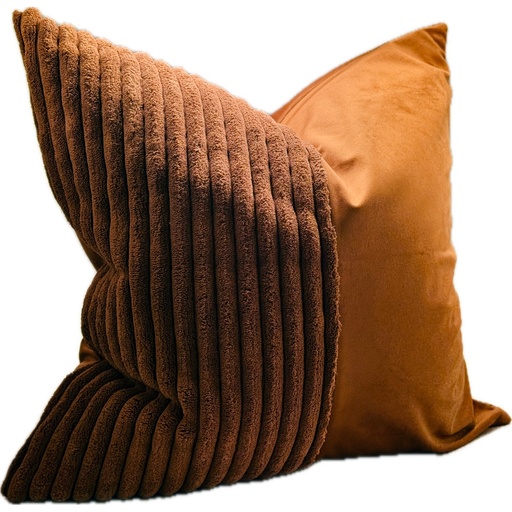 [CO4012] SNUGG & CO. CUSHION COVER - PATCHWORK CUSHION COVER - ORANGE CORDUROY VELVET