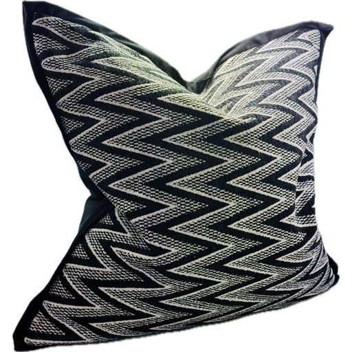 [CO4020] SNUGG & CO. CUSHION COVER - JACQUARD CUSHION COVER - BLACK WHITE JACQUARD