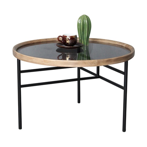 [DT5005] WOODEN & METAL COFFEE TABLE - NATURAL/BLACK