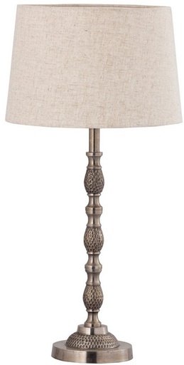 [GA2021] TABLE LAMP & SHADE - SILVER ANTIQUE / NATURAL LINEN