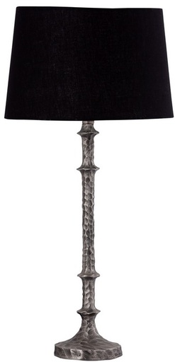 [GA2027] TABLE LAMP & SHADE - SILVER ANTIQUE / BLACK COTTON