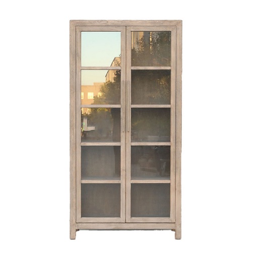 [GO9005] LOTUS & JADE TALL 2 DOOR DISPLAY CABINET - RECLAIMED PINE