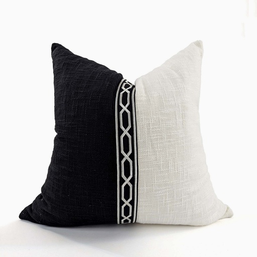 [HB7003] CUSHION COVER - YACHT - BLACK / WHITE
