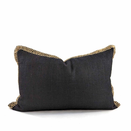 [HB7006] CUSHION COVER - JUTE FLANGE - BLACK / NATURAL