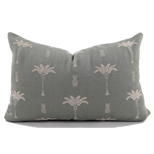 [HB7022] CUSHION COVER - PALM TREE - GREY / NATURAL