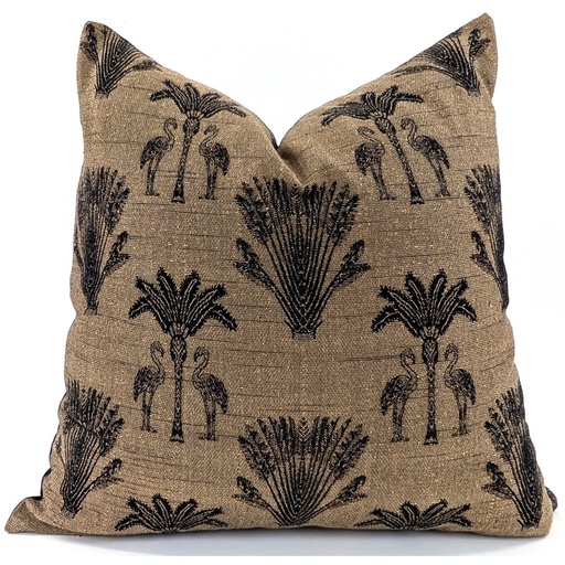 [HB7033] SNUGG & CO  CUSHION COVER - PALM FLAMINGO GOLD & BLACK