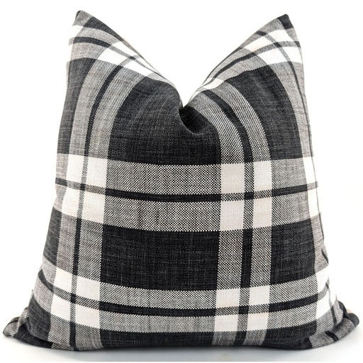 [HB7035] SNUGG & CO  CUSHION COVER - BROOKS CHECK BLACK CHEQUERED
