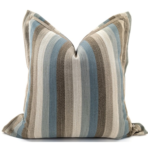[HB7041] SNUGG & CO  CUSHION COVER - RALPH STRIPE MASSIMOSTRIPE  TEAL/NATURAL