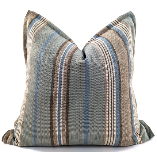 [HB7042] SNUGG & CO  CUSHION COVER - RALPH WIRE STRIPE  TEAL/NATURAL
