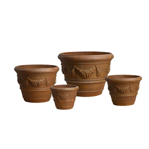 [HR6001] CORINTHIAN ROUND PLANTERS - RUSTY, TERRACOTTA