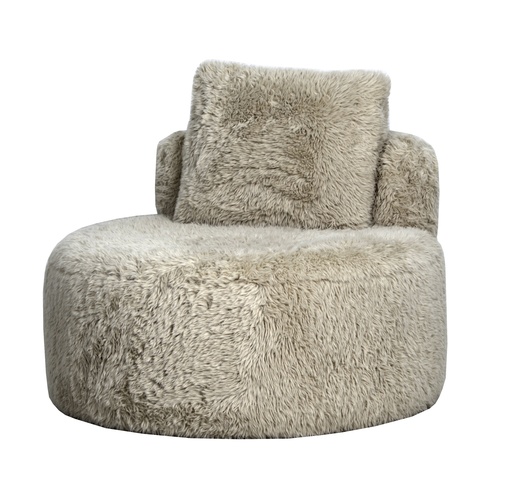 [IH5006] SOPHIE ROUND ACCENT CHAIR - SAFARI FAUX SHEEPSKIN