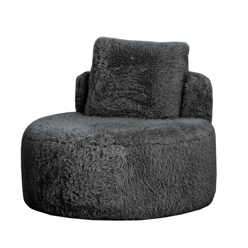 [IH5008] SOPHIE ROUND ACCENT CHAIR - GRAPHITE FAUX SHEEPSKIN