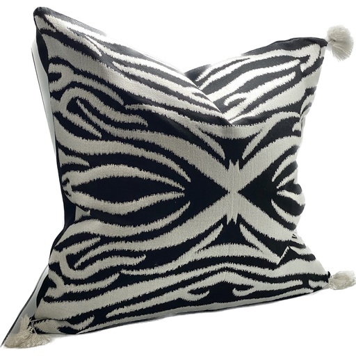 [IH6009] CUSHION COVER - HAND EMBROIDERED - BLACK / WHITE