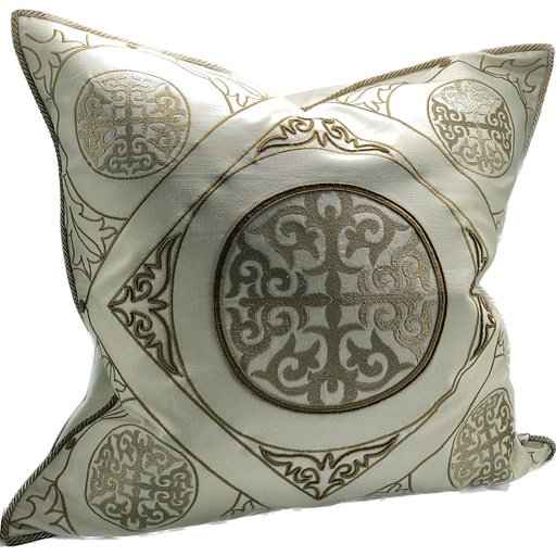 [IH6019] CUSHION COVER - HAND EMBROIDERED - WHITE / GOLD
