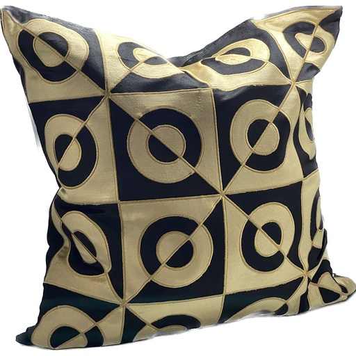 [IH6024] CUSHION COVER - HAND EMBROIDERED - GOLD / BLACK