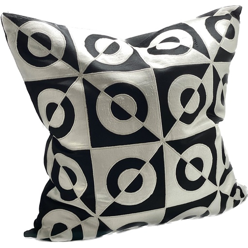 [IH6025] CUSHION COVER - HAND EMBROIDERED - BLACK / WHITE