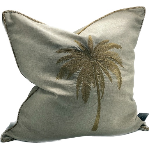 [IH6026] CUSHION COVER - HAND EMBROIDERED - NATURAL / GOLD