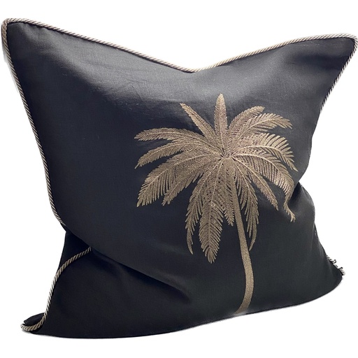[IH6027] CUSHION COVER - HAND EMBROIDERED - BLACK / GOLD