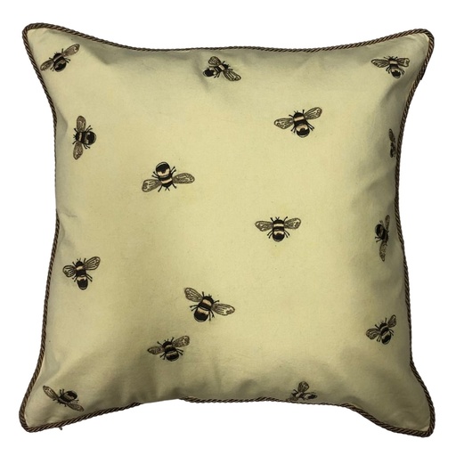 [IH6030] CUSHION COVER - HAND EMBROIDERED  - GOLD W/ BLACK BEES