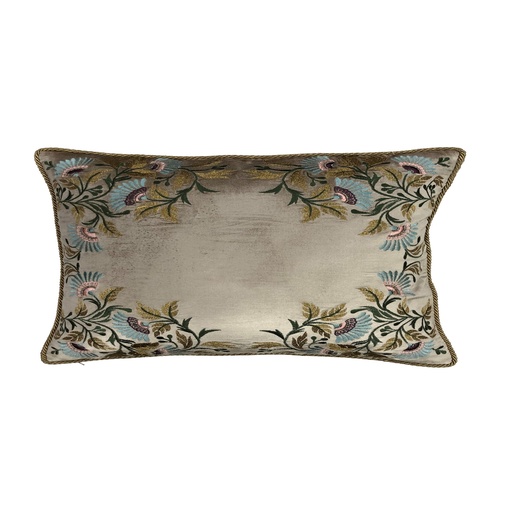 [IH6051] CUSHION COVER - HAND EMBROIDERED  - MULTI COLOURED W/ FLORAL DESIGN