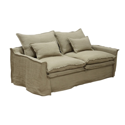 [KB9087] MARSEILLE 2 SEATER-OATMEAL 100% LINEN