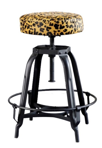 [KC1209] LEOPARD LEATHER ADJUSTABLE BARSTOOL