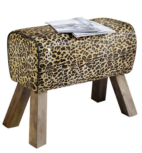 [KC1213] LEOPARD LEATHER VAULT STOOL