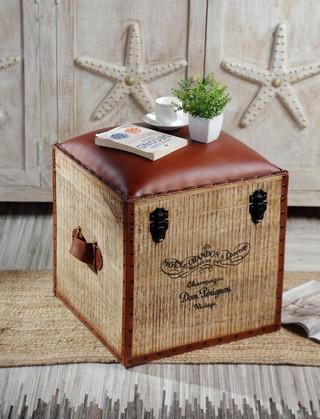 [KC1277] COLONIAL OTTOMAN TRUNK